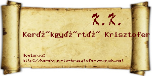 Kerékgyártó Krisztofer névjegykártya
